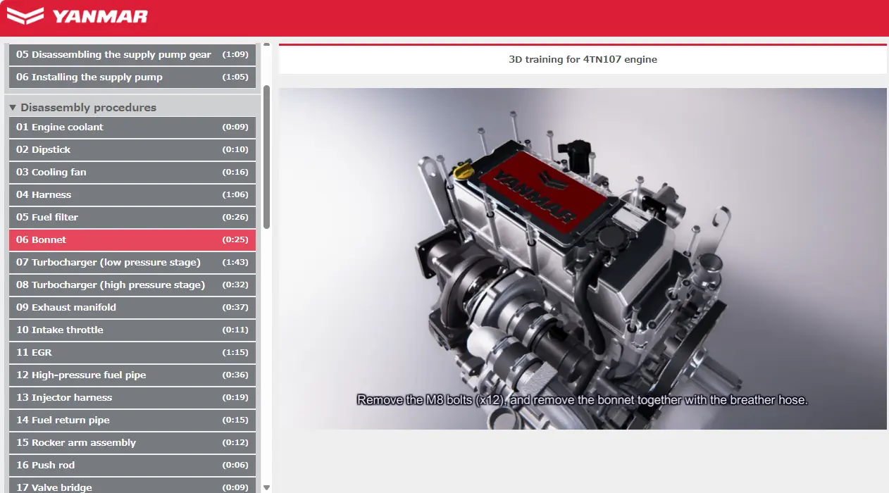Engine information video modal content image