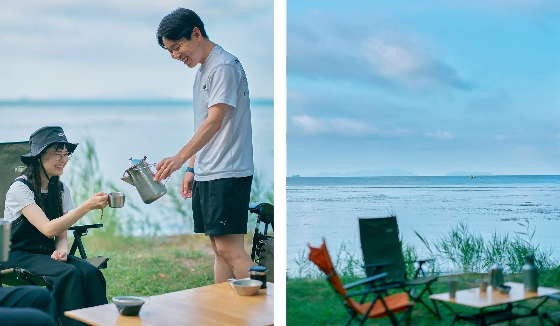 琵琶湖でのお茶タイム