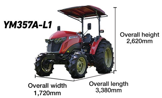 YM357A-L1 Overall height 2,620mm Overall width 1,720mm Overall length 3,380mm