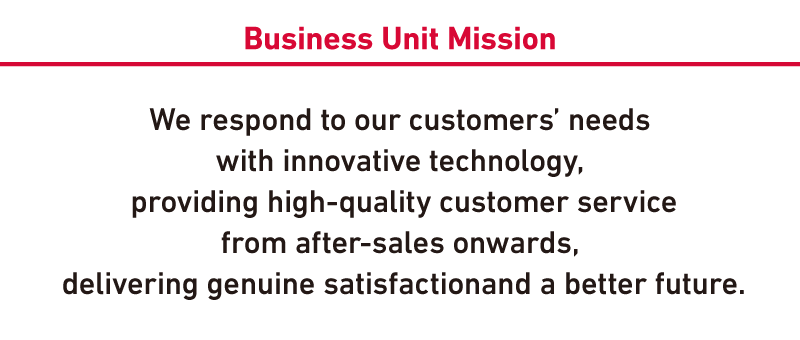 YANMAR GLOBAL CS CO., LTD. Business Unit Mission We respond to our customers’ needs with innovative technology, providing high-quality customer service from after-sales onwards, delivering genuine satisfactionand a better future.
