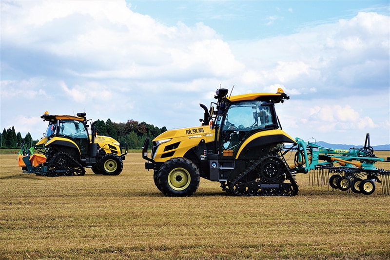 Demonstration of mowing work at an airport