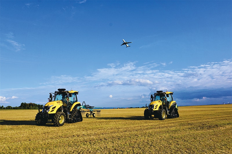 Demonstration of mowing work at an airport