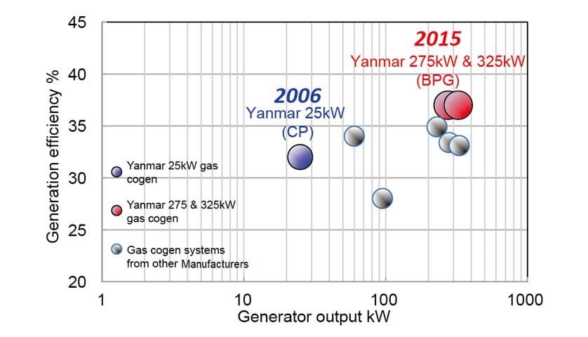 Power Generation Efficiencies for Biogas Co-Generation Systems