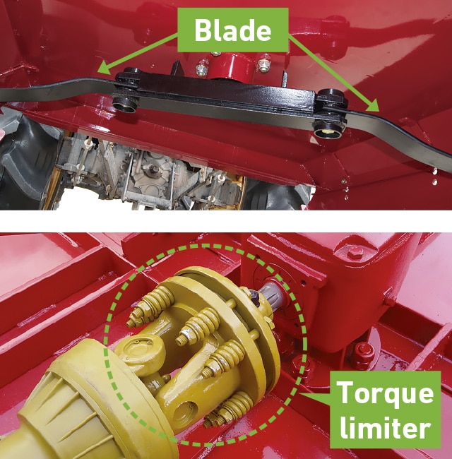 Image pointing out the blade and torque limiter placement