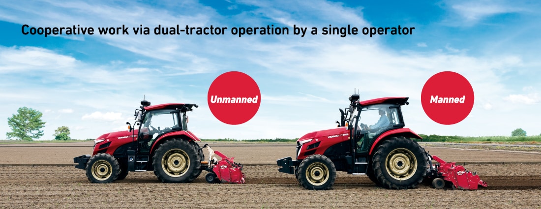 Cooperative work via dual-tractor operation by a single operator