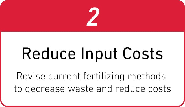 2. Reduce Input Costs Rethinking current fertilizing methods to decrease waste, therefore reducing costs