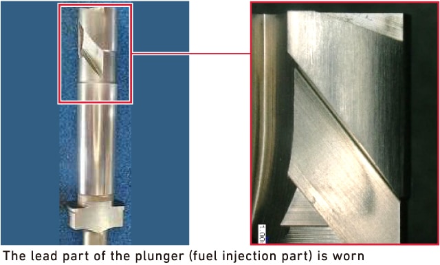 The lead part of the plunger (fuel injection part) is worn