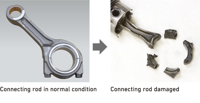 Connecting rod in normal condition → Connecting rod damaged