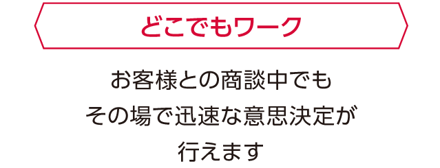 どこでもワーク：お客様との商談中でもその場で迅速な意思決定が行えます