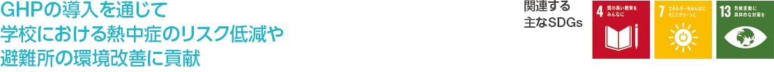 GHPの導入を通じて学校における熱中症のリスク低減や避難所の環境改善に貢献