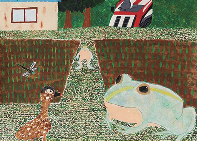 静岡県浜松市立曳馬小学校6年生の河野叶愛さんの作品 『Rich in nature～ぼくらの楽園』