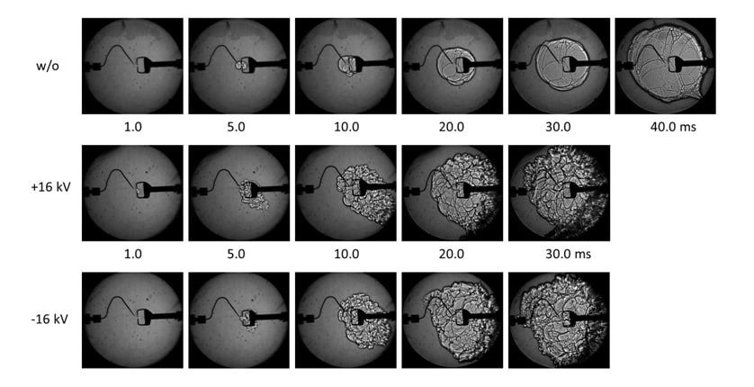Schlieren images of flame propagation at ø=0.8