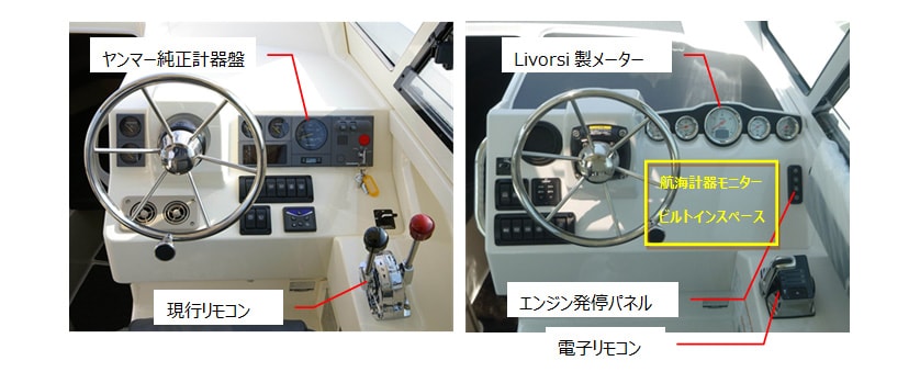 図10　操船席（左：従来艇／右：EX38A）