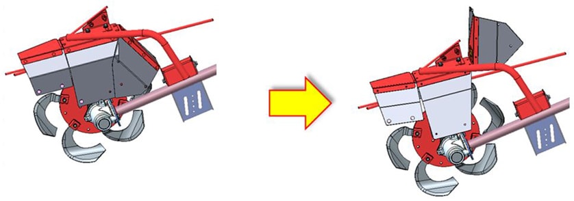 図7　開閉式ロータカバー（左：カバー閉、右：カバー開）