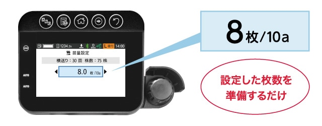 8枚/10a 設定した枚数を準備するだけ