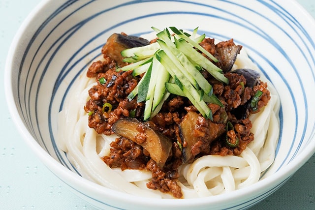 ナスの肉みそうどんできあがり2