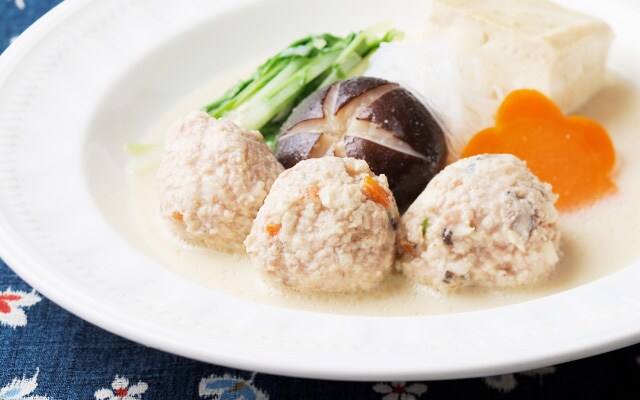 ミズナと鶏つくねの豆乳スープ仕立てできあがり2