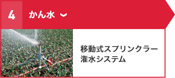 ④かん水 移動式スプリンクラー潅水システム