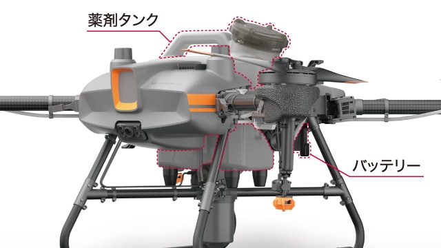 液剤タンク、バッテリー