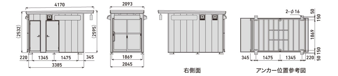右側面、アンカー位置参考図