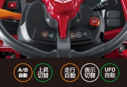 スイッチは全部で6つ 走行切替 A/B自動 上昇切り替え 走行自動 表示切替 UFO自動