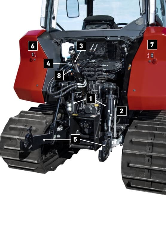 製品の特徴を解説する図。1～5の番号が振られている。詳細は横
