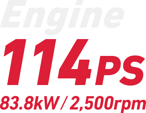 Engine 114PS 83.8kW/2,500rpm