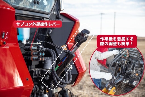 サブコンレバー　作業機を着脱する際の調整も簡単！