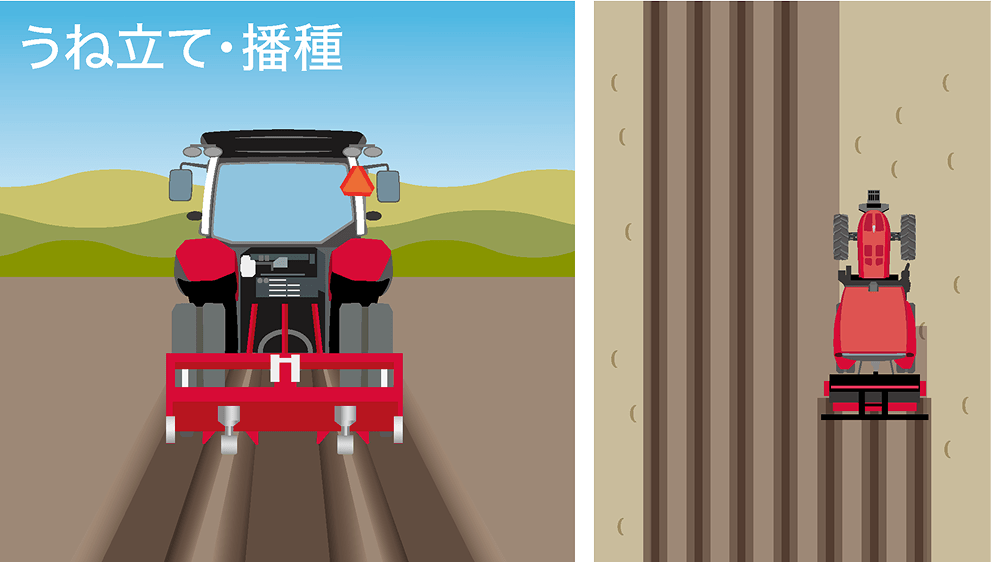 うね立て・播種で使用した基準線を登録