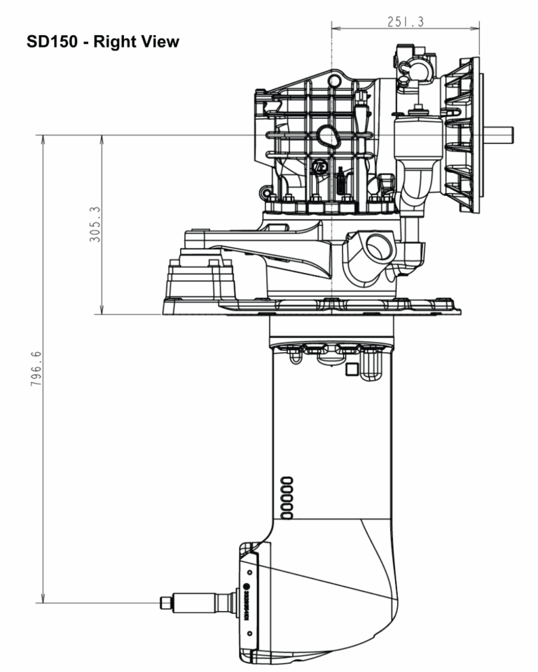 SD150 by Yanmar - Right View Drawing