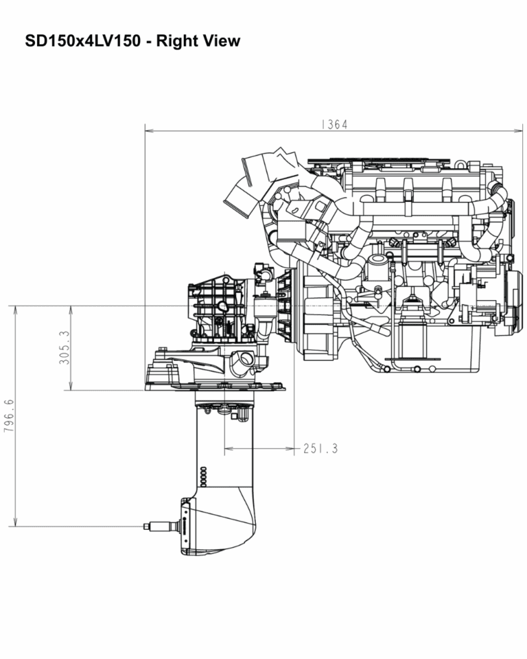 SD150 by Yanmar - Right View Drawing (4LV)