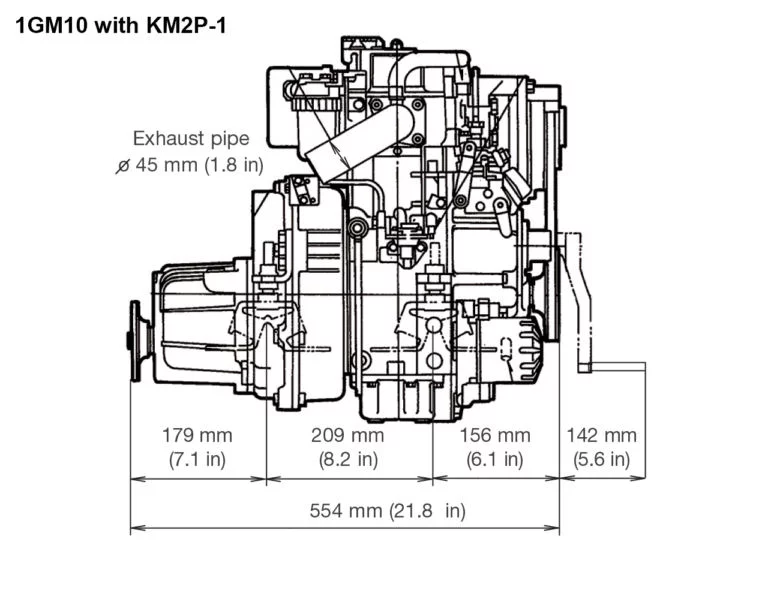 1GM10 with KM2P-1 side drawing