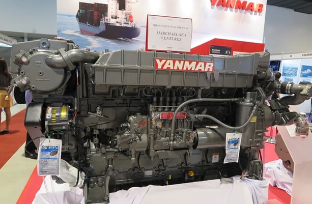The Yanmar GAYM engine on display,sold to Marchael Sea Ventures