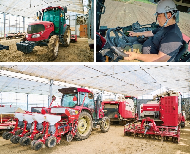 「土地利用型農業はある意味で設備産業」(森さん)と語るように、可変施肥や自動操舵といったスマート化に対応するヤンマー機を多数導入。