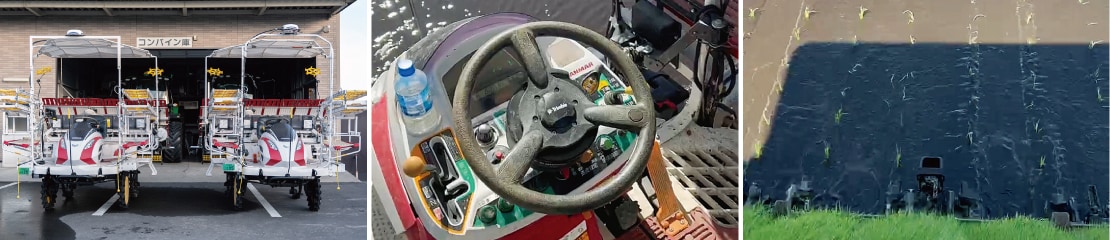 自動操舵システムを追加搭載したYR8Dが、高度な植付け精度を実現。自動操舵ならまっすぐ走れて、後工程も楽に行うことができる。