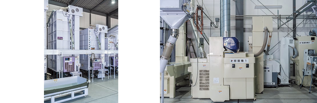 乾燥機4台、籾すり機を2台導入することで処理能力が大幅アップ。