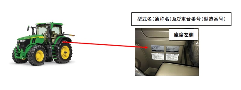トラクタJD-7R250,7R290,7R310,7R330,7R350のリコール届出に関する